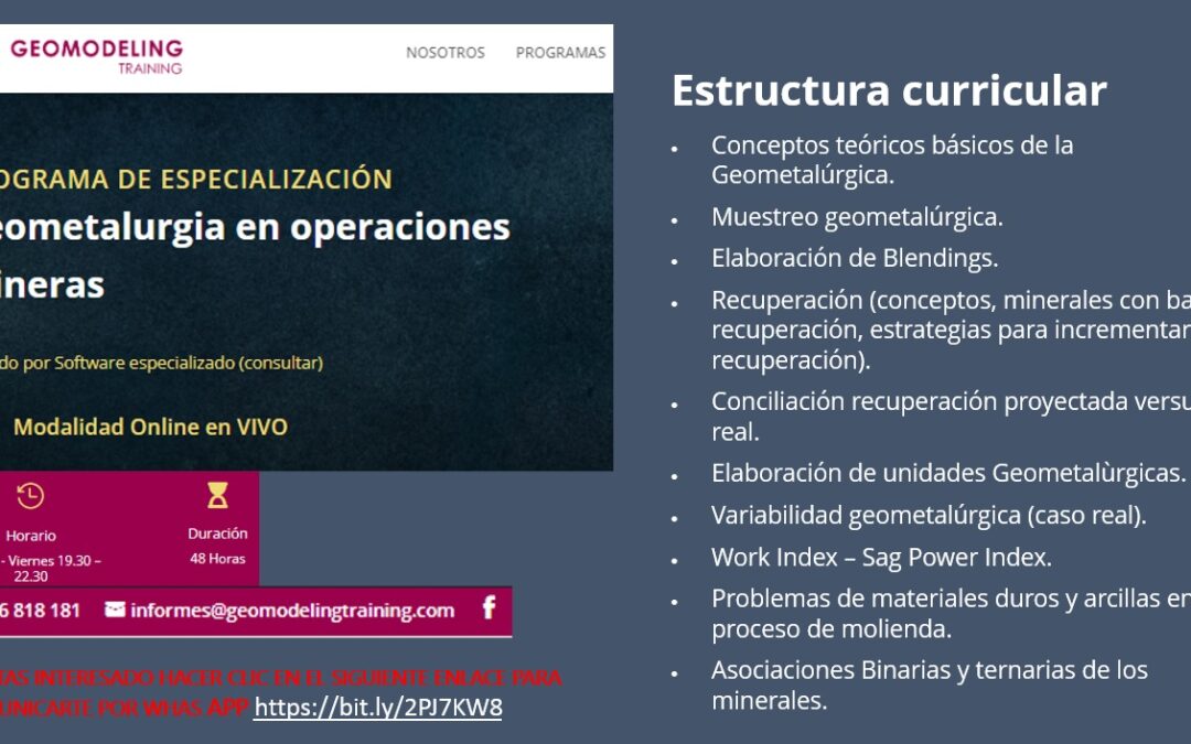 PROGRAMA DE ESPECIALIZACION GEOMETALURGIA EN OPERACIONES MINERAS 2025